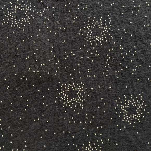 Rails Tee Linen Blend Star Print V-Neck Short Sleeve Semi Sheer Navy White M NWT - Picture 9 of 11